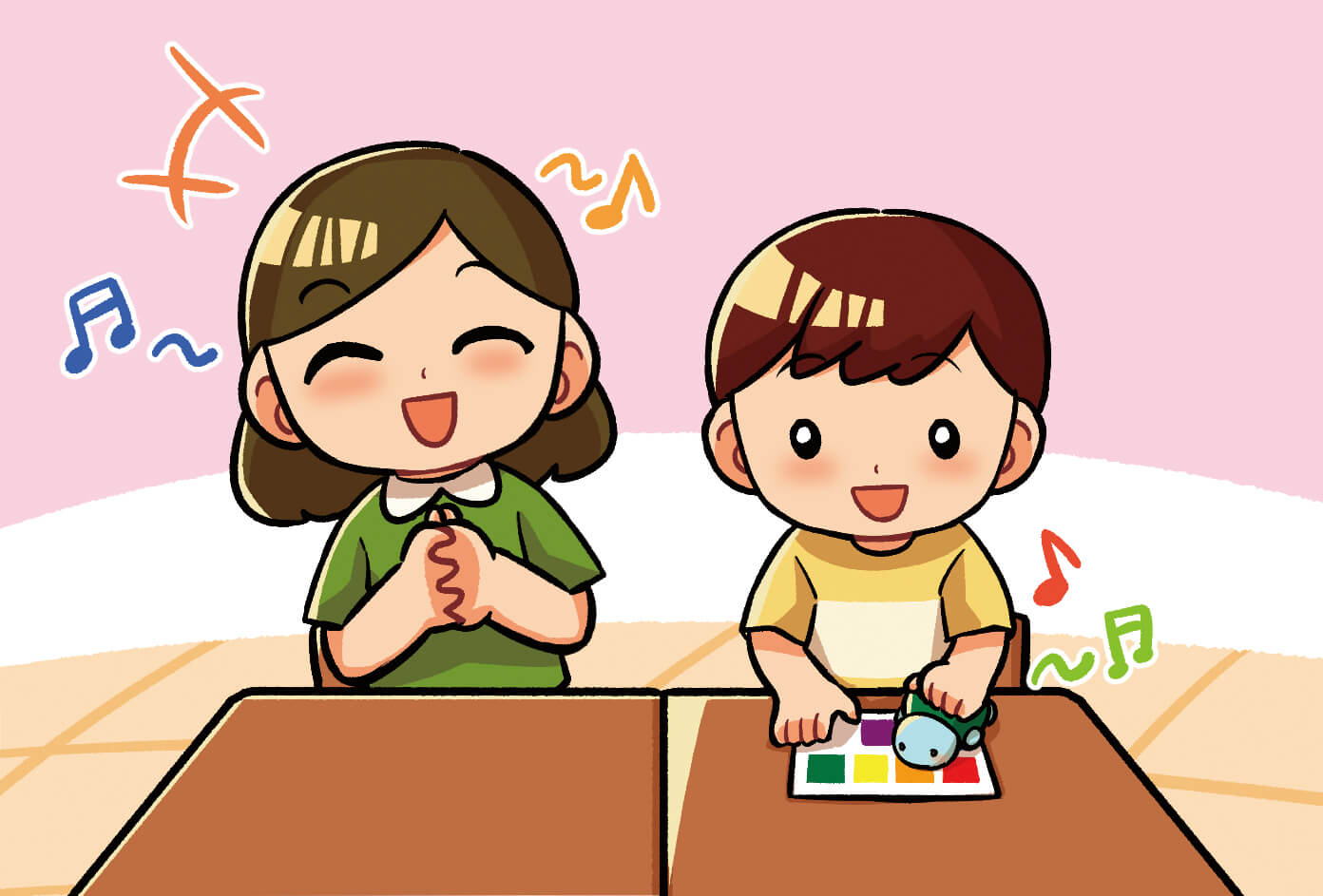 짝과 같이 '우리나라 꽃' 노래를 연습하는 모습