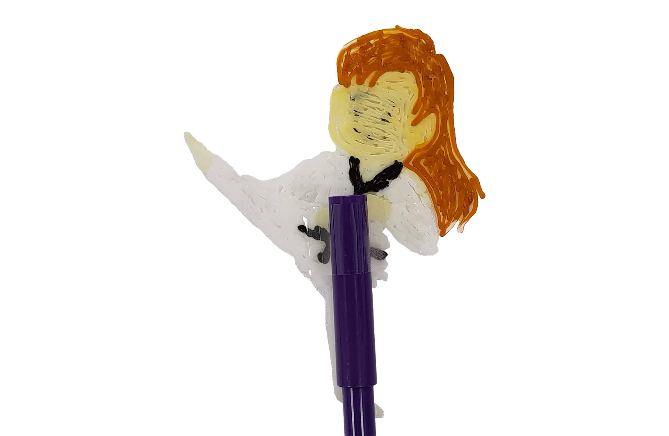 3D 태권도 선수를 막대에 붙인 모습