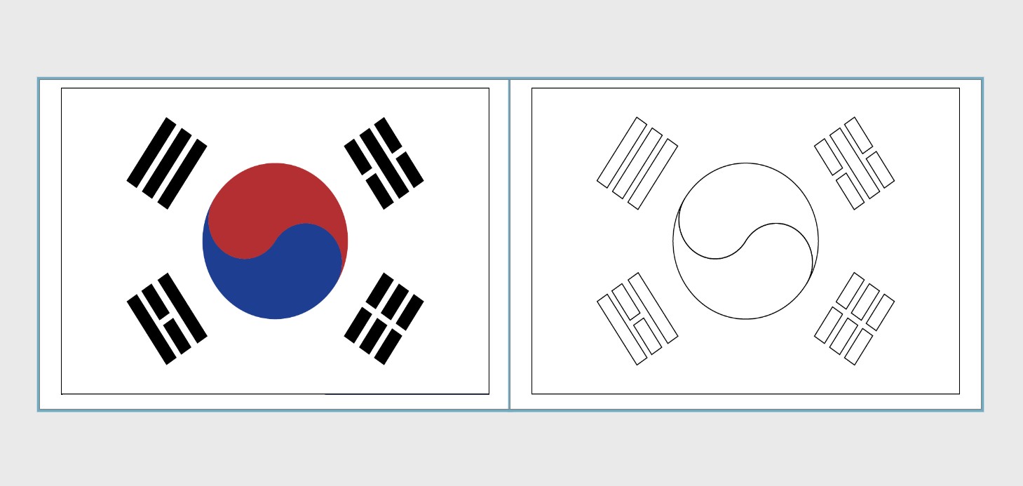 인쇄한 명화를 OHP필름 아래에 둔 사진