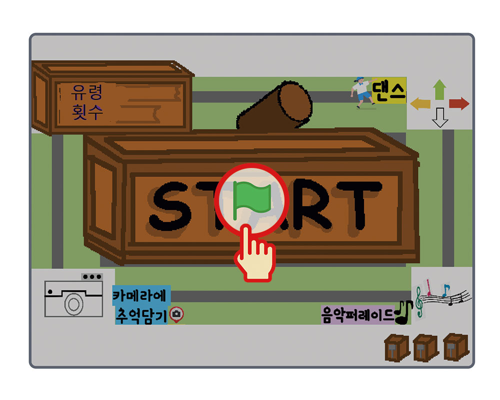 시작(START)를 선택하는 모습.