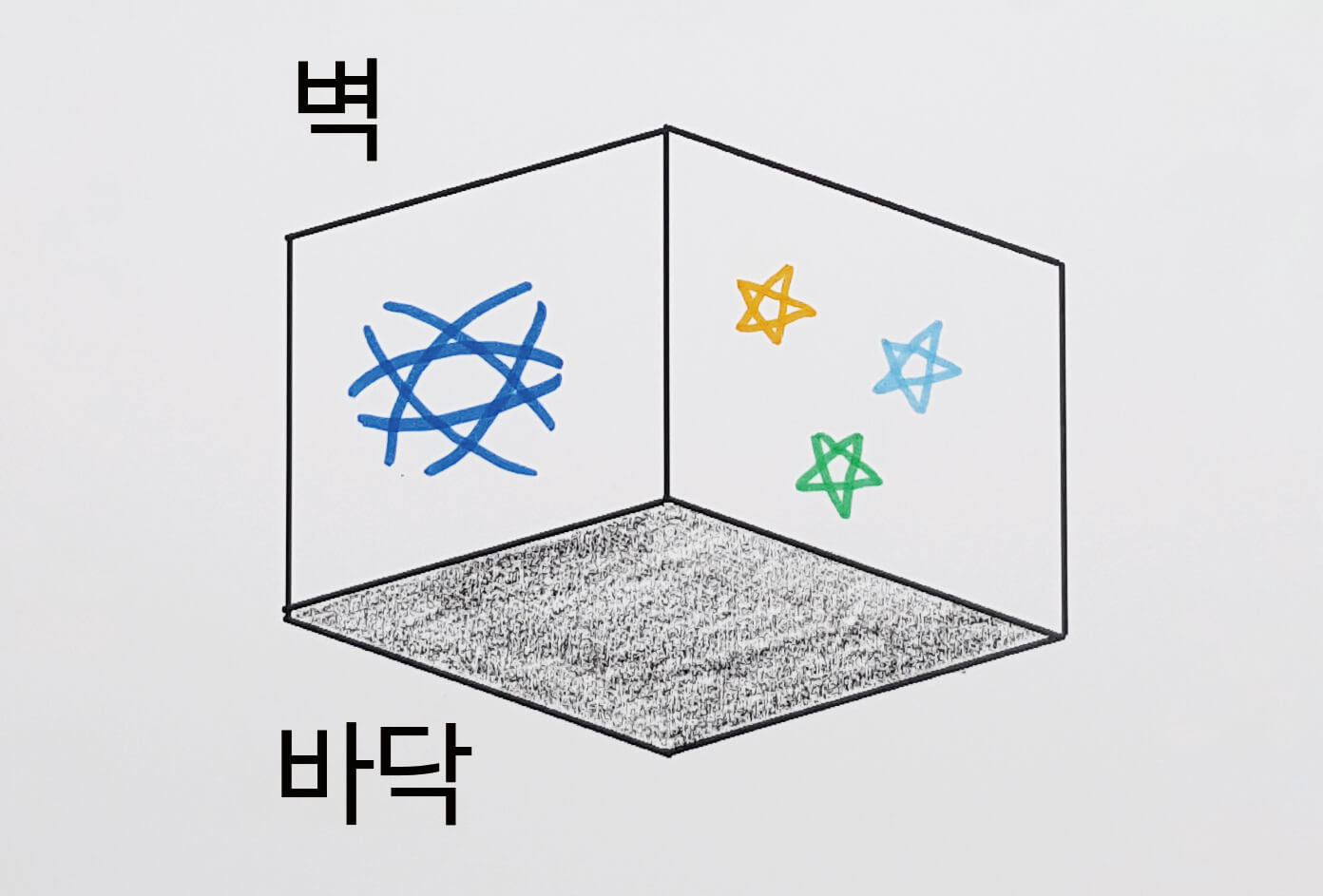 벽과 바닥의 색상과 무늬를 정하는 모습