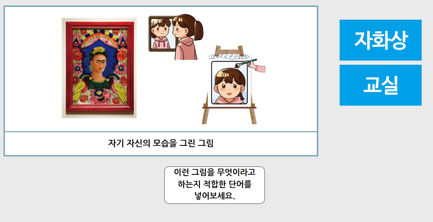 인쇄한 명화를 OHP필름 아래에 둔 사진