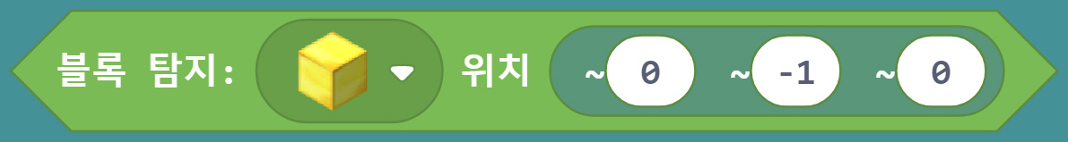 이미지. 블록 탐지:황금블록 위치(0,-1,0) 블록
