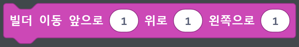 이미지. 빌더 앞으로 1 위로 1 왼쪽으로 1 블록